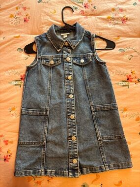 Girls' Sleeveless Denim Button-Front Dress Jacket - Blue